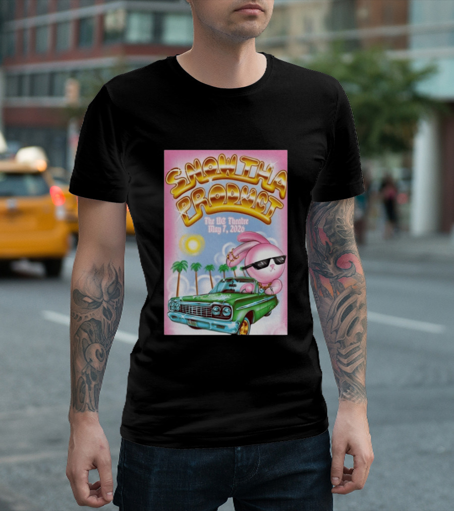 SNOW THA PRODUCT UC Theatre May 7 2026 Pink Bunny Sunglasses Lowrider Palms T-Shirt
