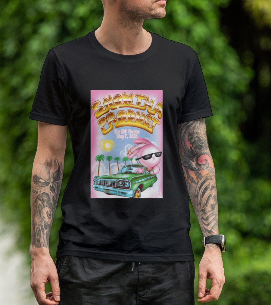 SNOW THA PRODUCT UC Theatre May 7 2026 Pink Bunny Sunglasses Lowrider Palms T-Shirt