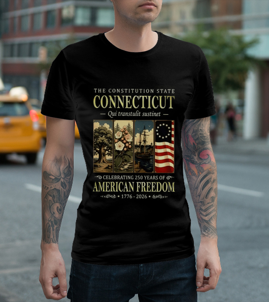 Connecticut Celebrating 250 Years Of American Freedom 1776 2026 Palmetto State T-Shirt