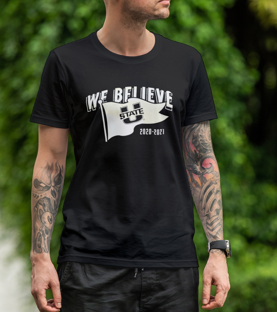 Utah State Aggies We Believe 2020 2021 Logo Flag T-Shirt