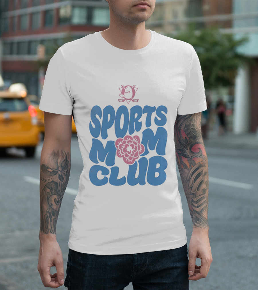 Anaheim Ducks Sports Mom Club Floral Lettering T-Shirt
