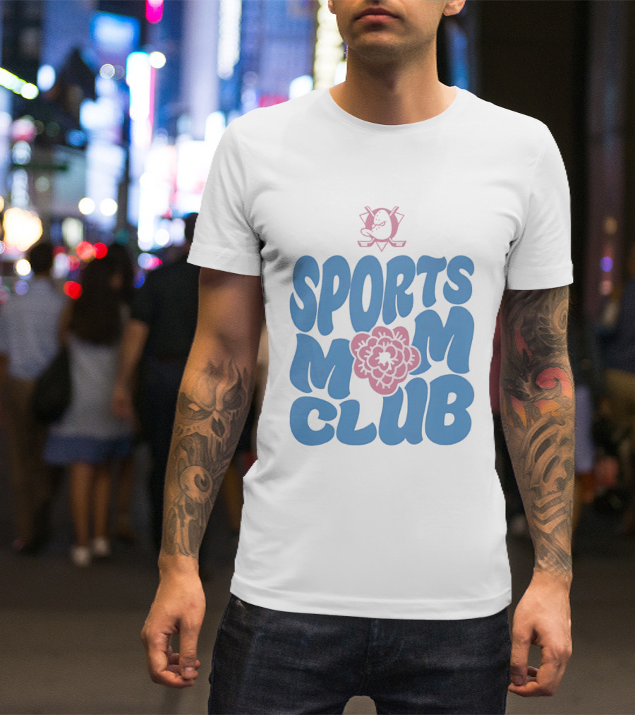 Anaheim Ducks Sports Mom Club Floral Lettering T-Shirt