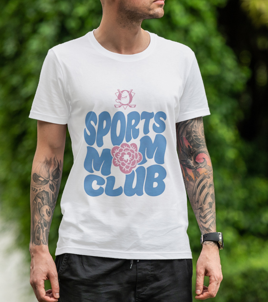 Anaheim Ducks Sports Mom Club Floral Lettering T-Shirt