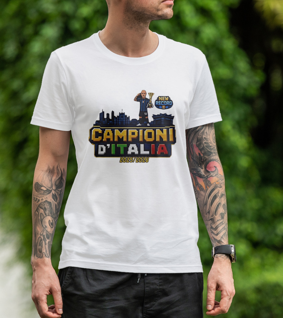 Campioni D'Italia 2025 2026 Inter Milan New Record City Skyline T-Shirt
