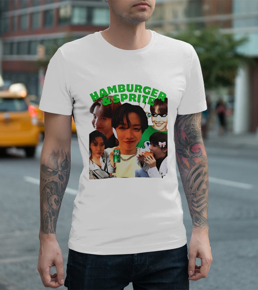 J Hope BTS Hamburger & Sprite Collage T-Shirt