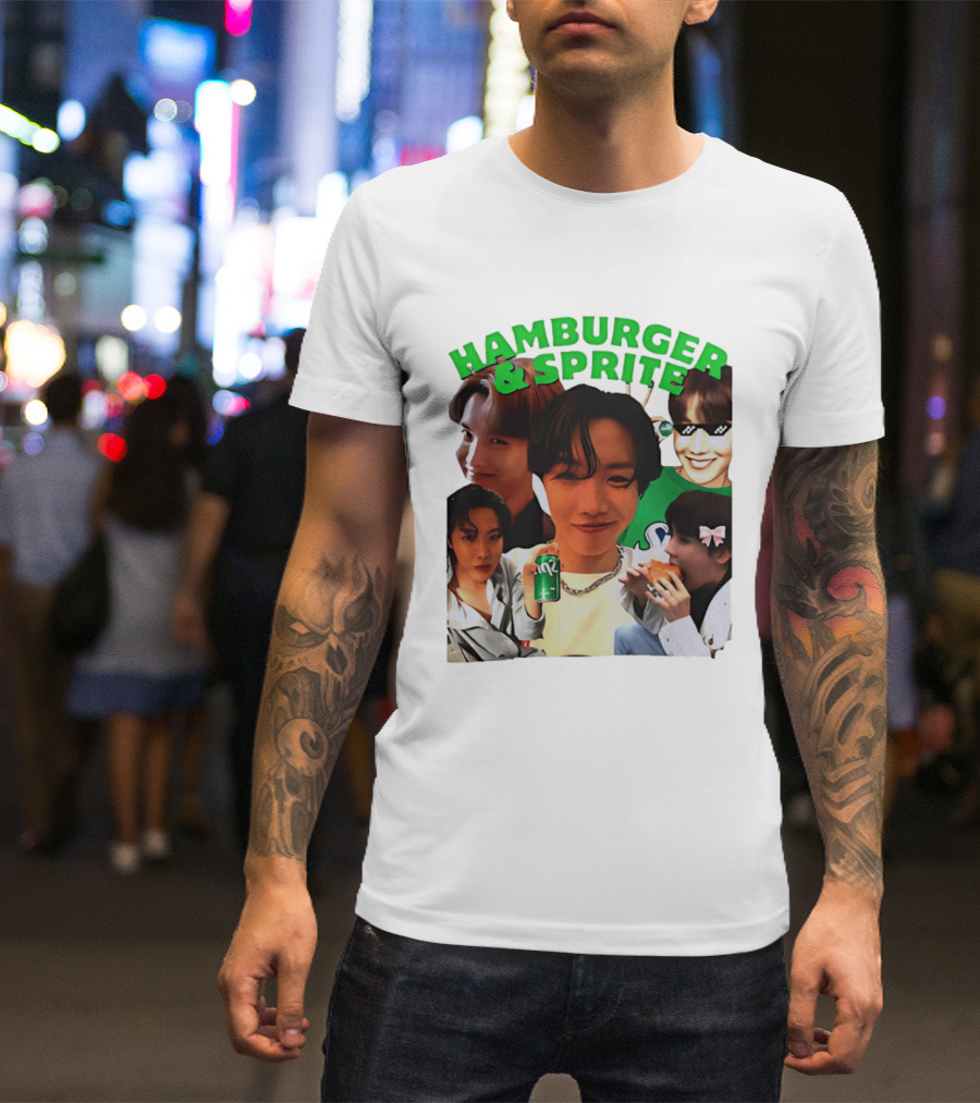 J Hope BTS Hamburger & Sprite Collage T-Shirt