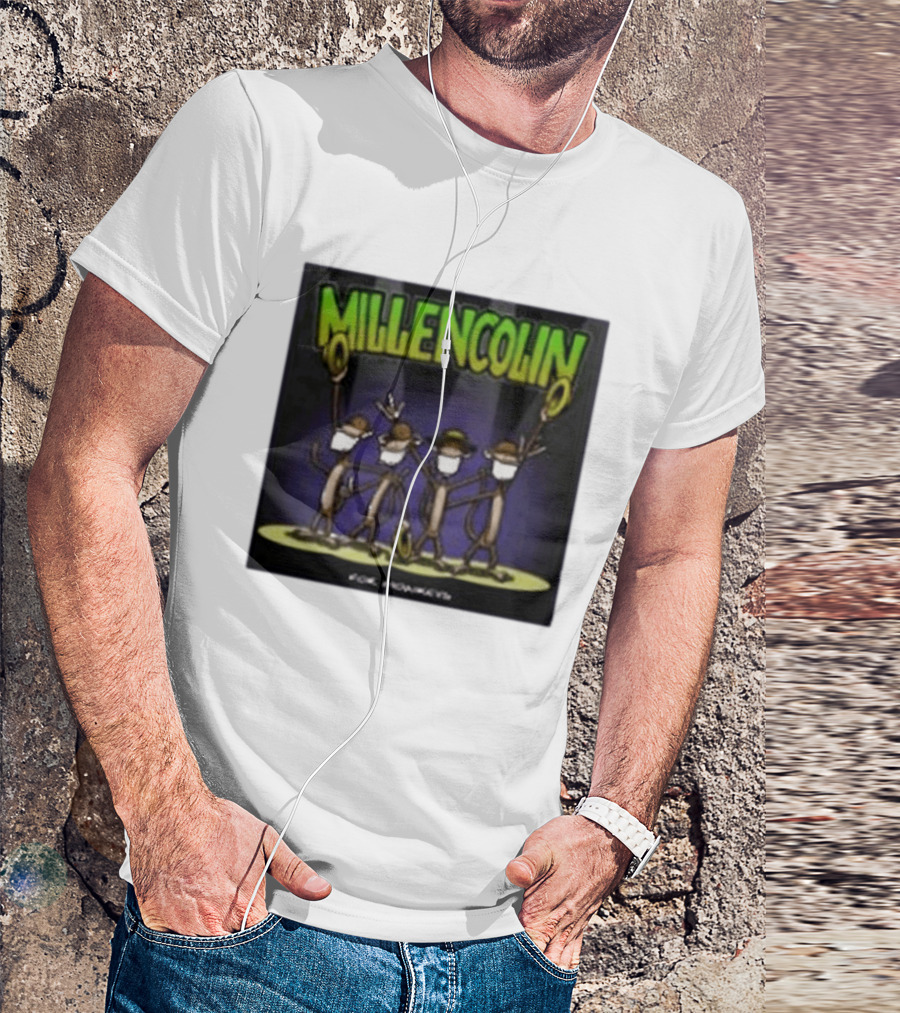 Millencolin For Monkeys Dancing Cartoon Monkeys With Masks And Hats T-Shirt