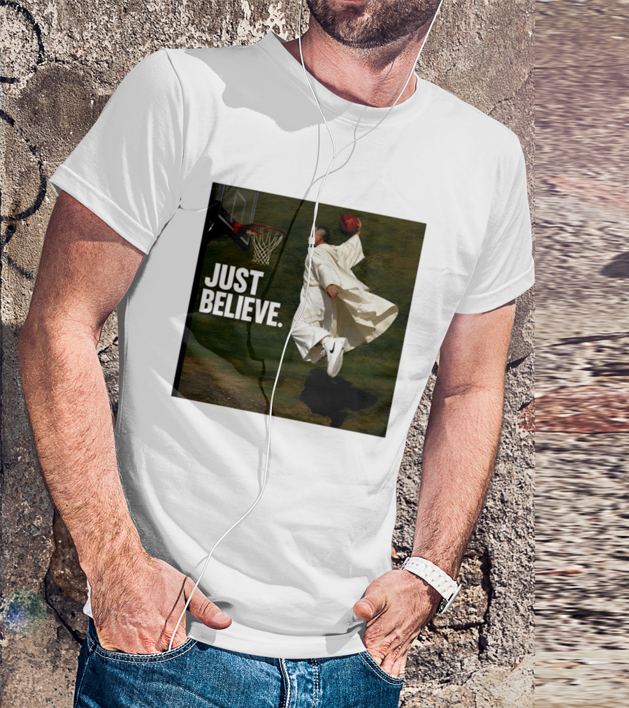 Just Believe Basketball Dunk Pope Leo T-Shirt