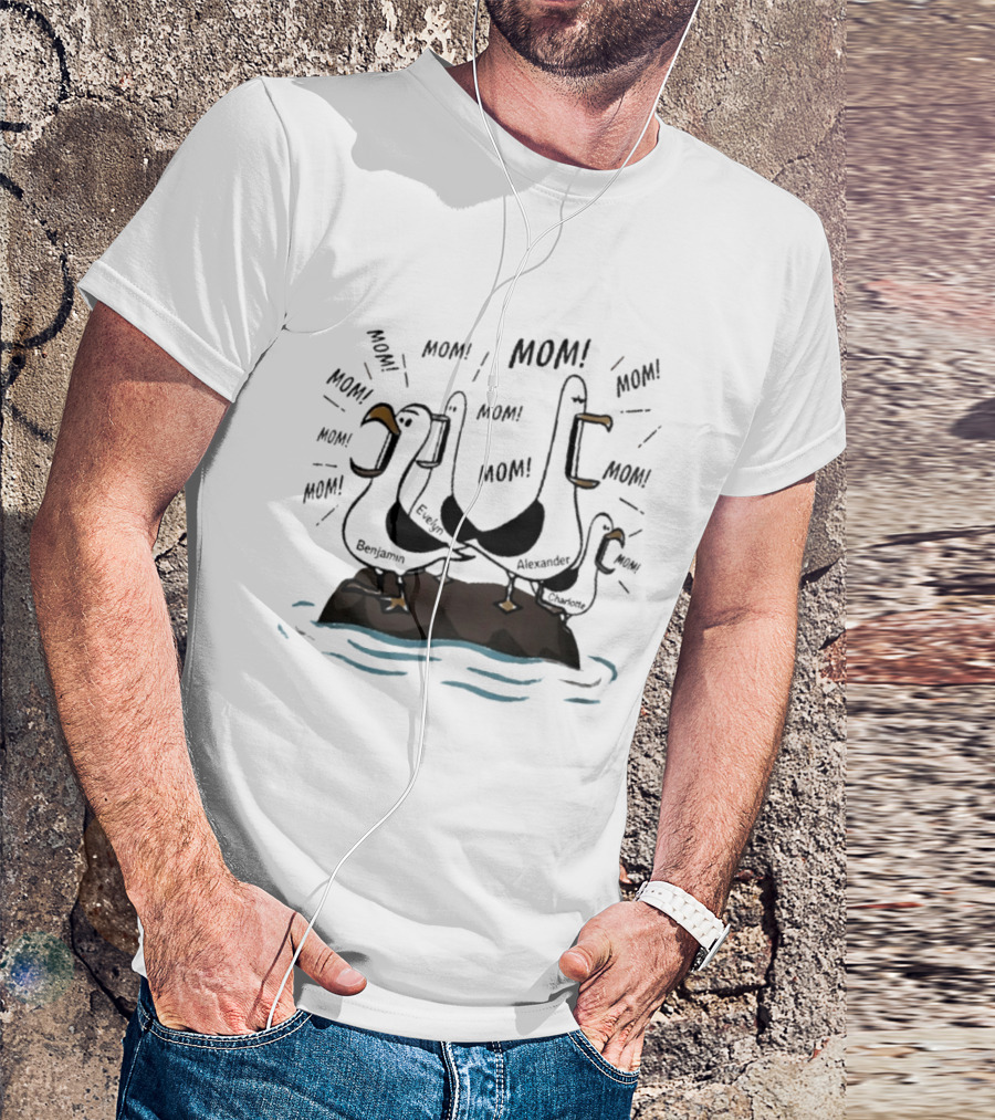 Mom Seagull Chaos With Benjamin Evelyn Alexander On Island T-Shirt