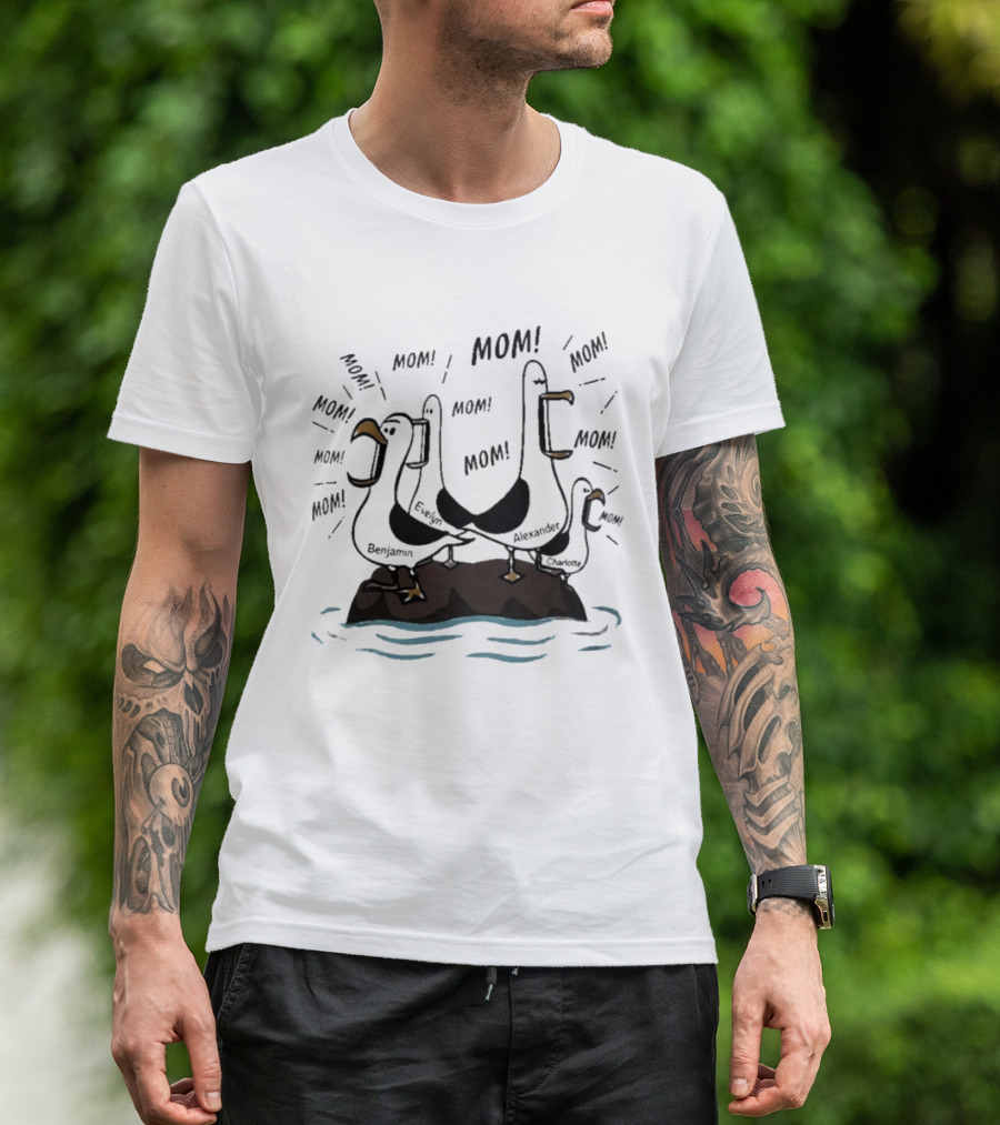 Mom Seagull Chaos With Benjamin Evelyn Alexander On Island T-Shirt