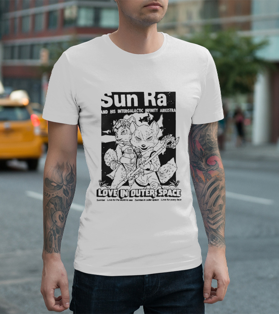 Sun Ra And His Intergalactic Infinity Arkestra Love In Outer Space Visual With Cartoon Characters T-Shirt