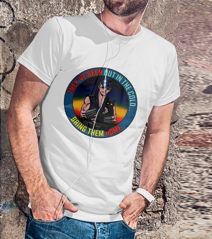 They've Been Out In The Cold Bring Them Home Biker With Black Cat T-Shirt
