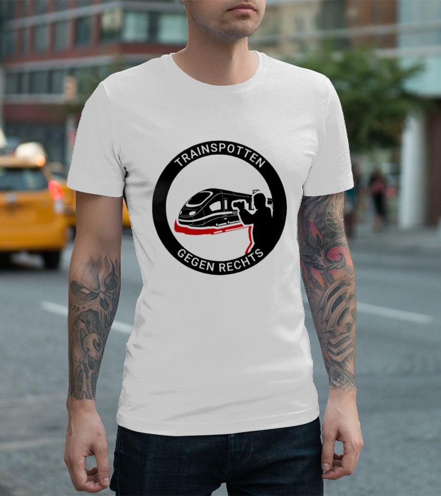 Trainspotten Gegen Rechts Train And Photographer Silhouette Anti Right Movement T-Shirt