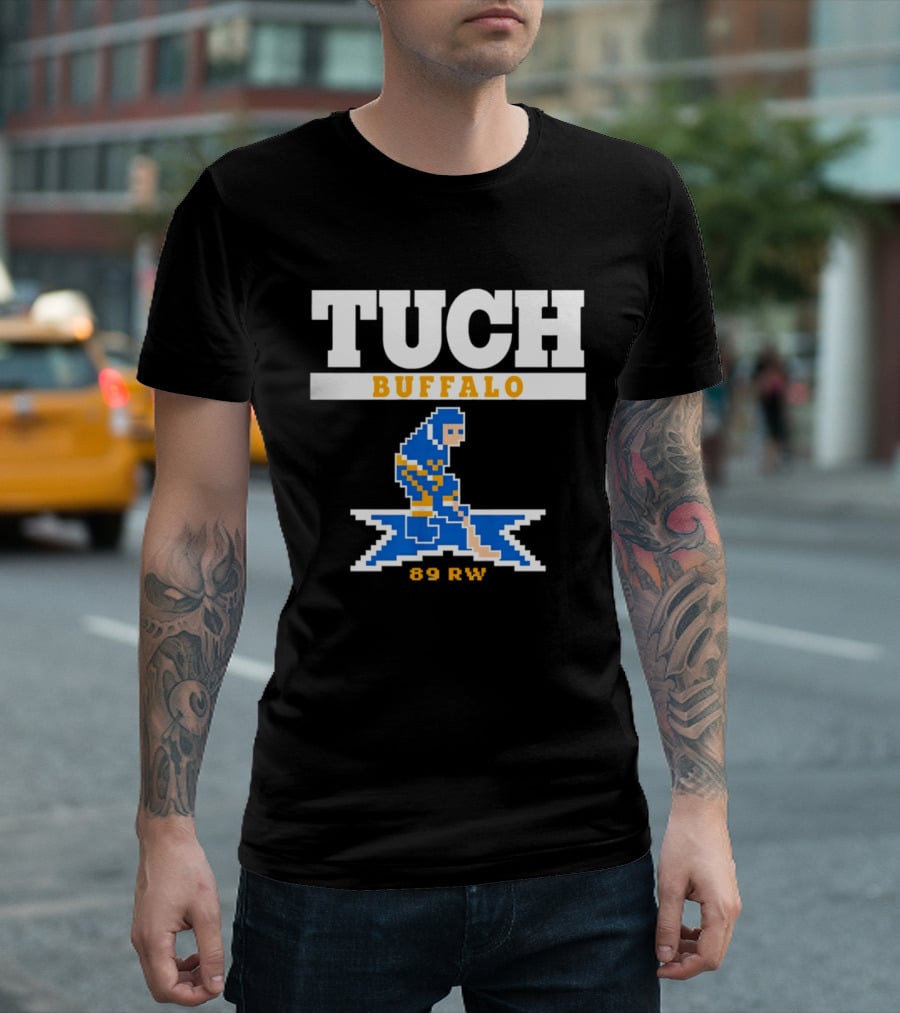 Tuch Buffalo Sabres 89 RW Classic Pixel Hockey T-Shirt