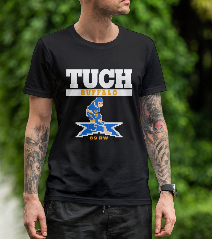 Tuch Buffalo Sabres 89 RW Classic Pixel Hockey T-Shirt