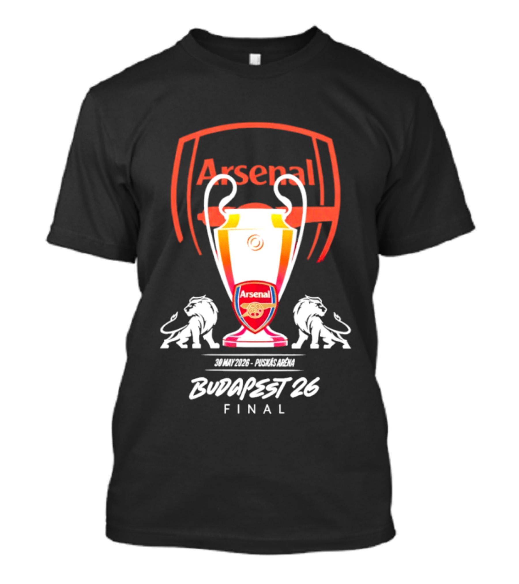 Arsenal Budapest 26 Final Champions League Trophy Lions T-Shirt