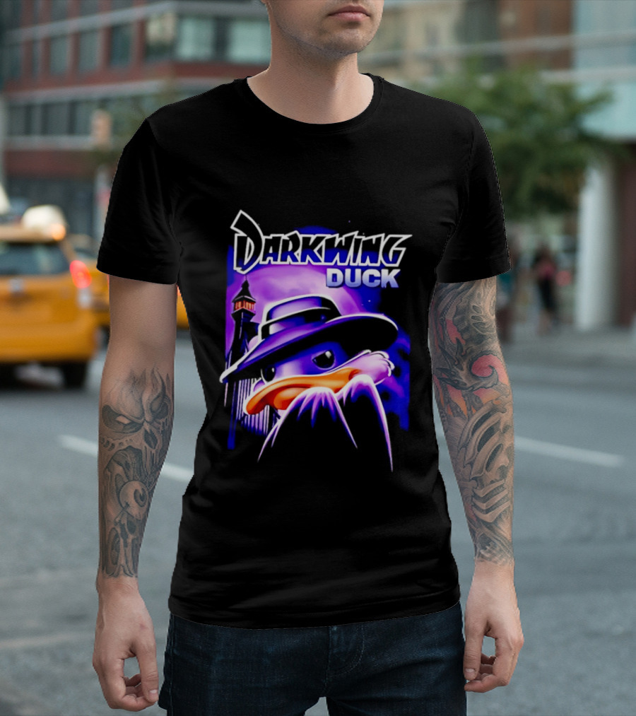 Darkwing Duck Funko Figure Iconic Character With Hat And Cityscape T-Shirt