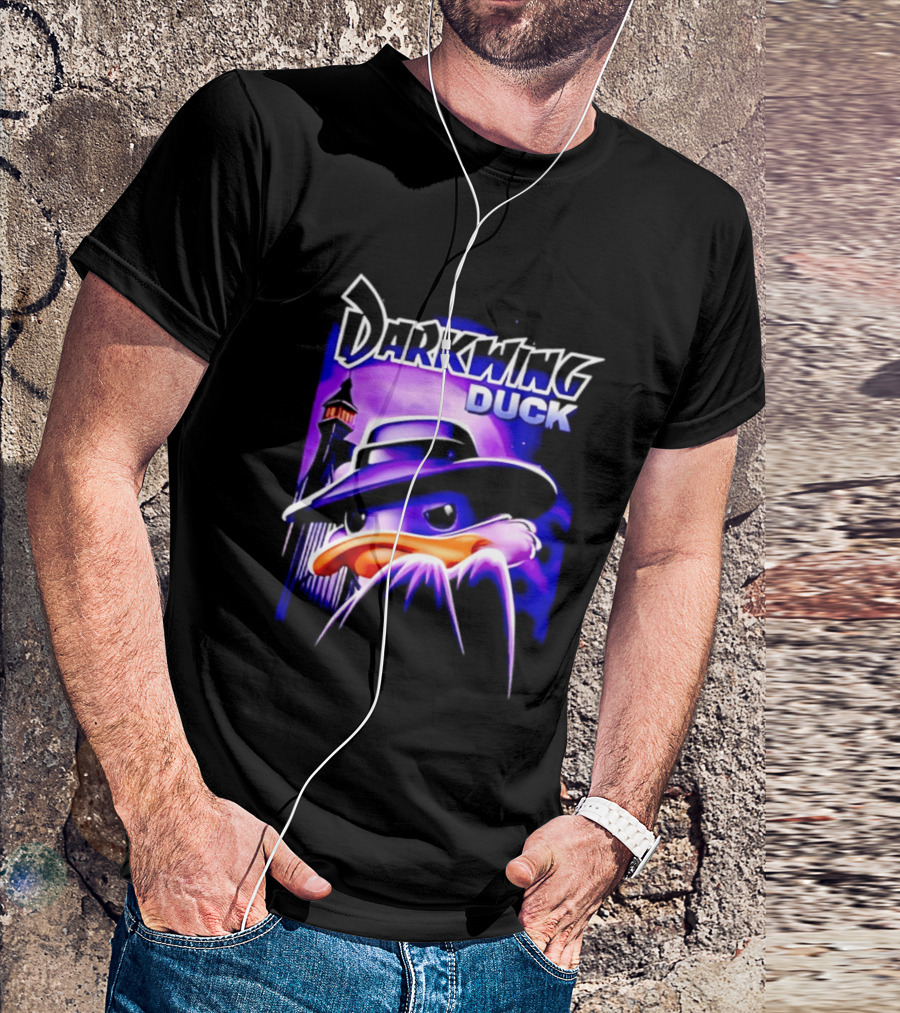 Darkwing Duck Funko Figure Iconic Character With Hat And Cityscape T-Shirt