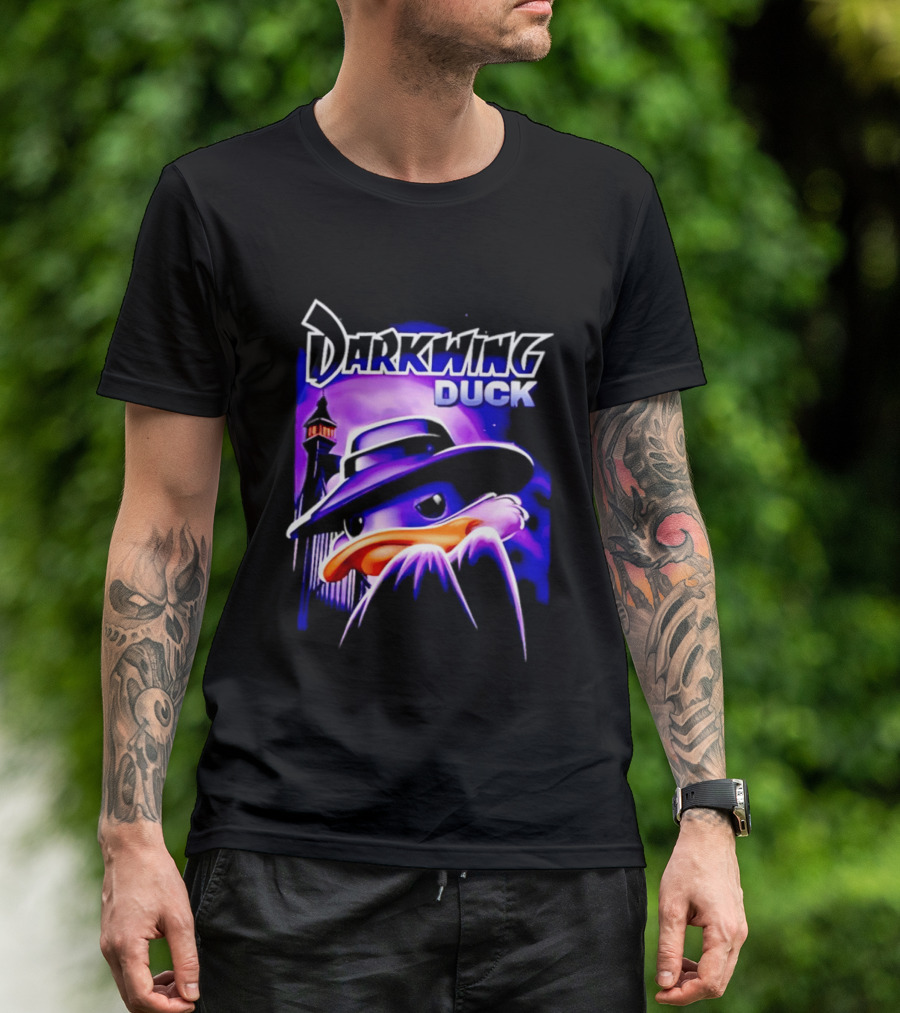 Darkwing Duck Funko Figure Iconic Character With Hat And Cityscape T-Shirt