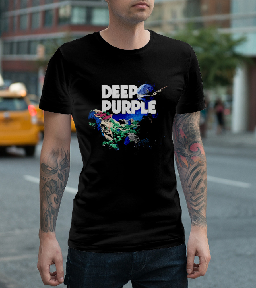 Deep Purple Colorful Splatters And Paint Brush Strokes T-Shirt