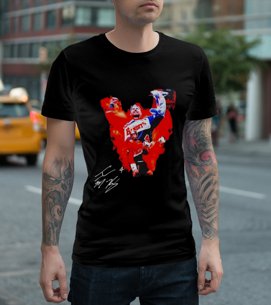 Ian MacKay Bandits Lacrosse Legend Signed Color Burst Collage T-Shirt