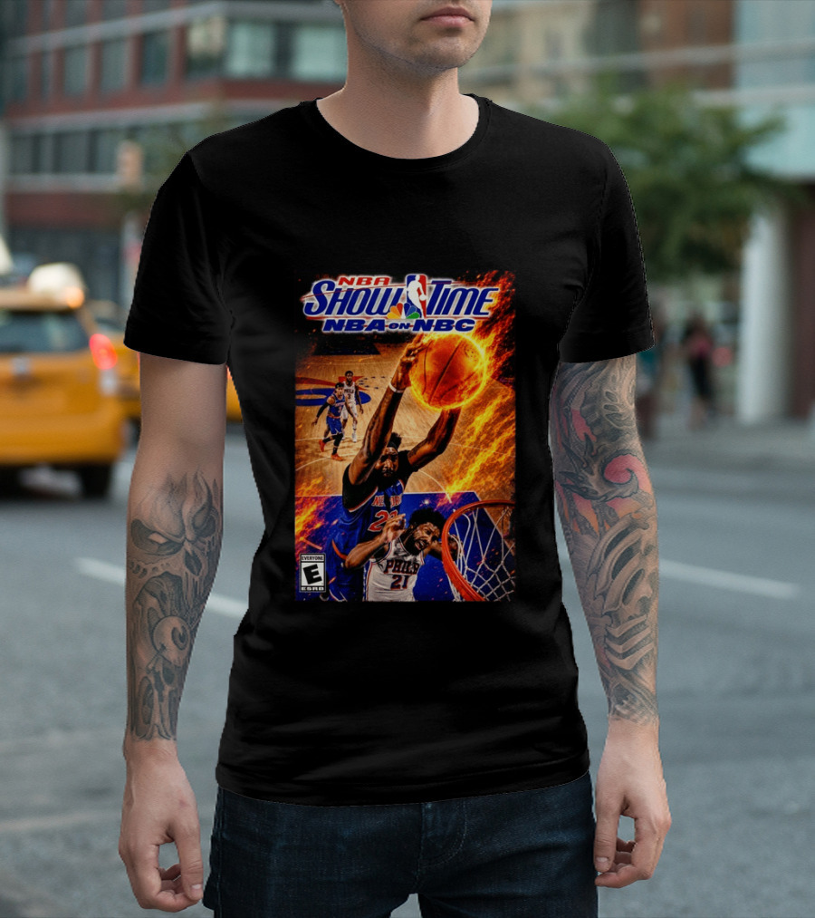 NBA Showtime Dunking Mitchell Robinson On Joel Embiid NBA On NBC T-Shirt