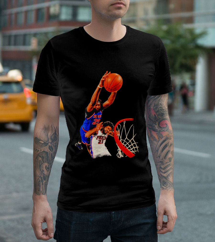 New York Knicks Mitchell Robinson Dunking On Philadelphia 2026 T-Shirt