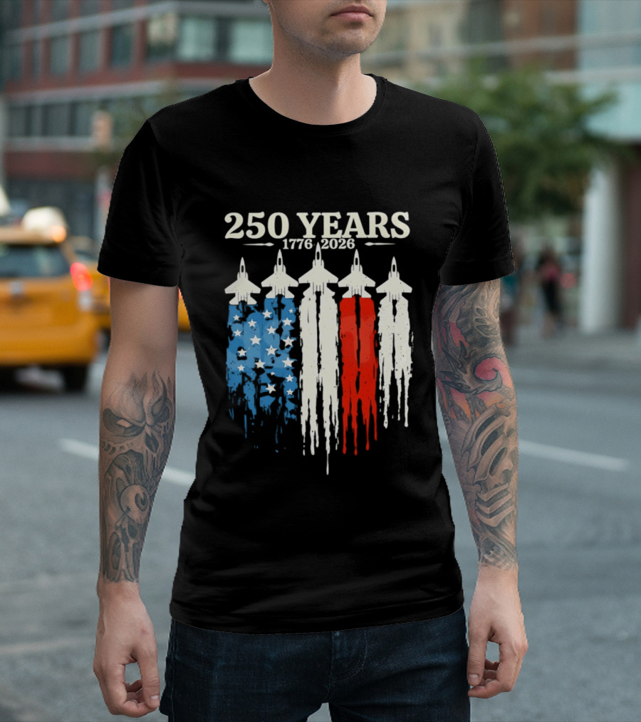 250 Years 1776 2026 USA Semiquincentennial Jets And Flag T-Shirt