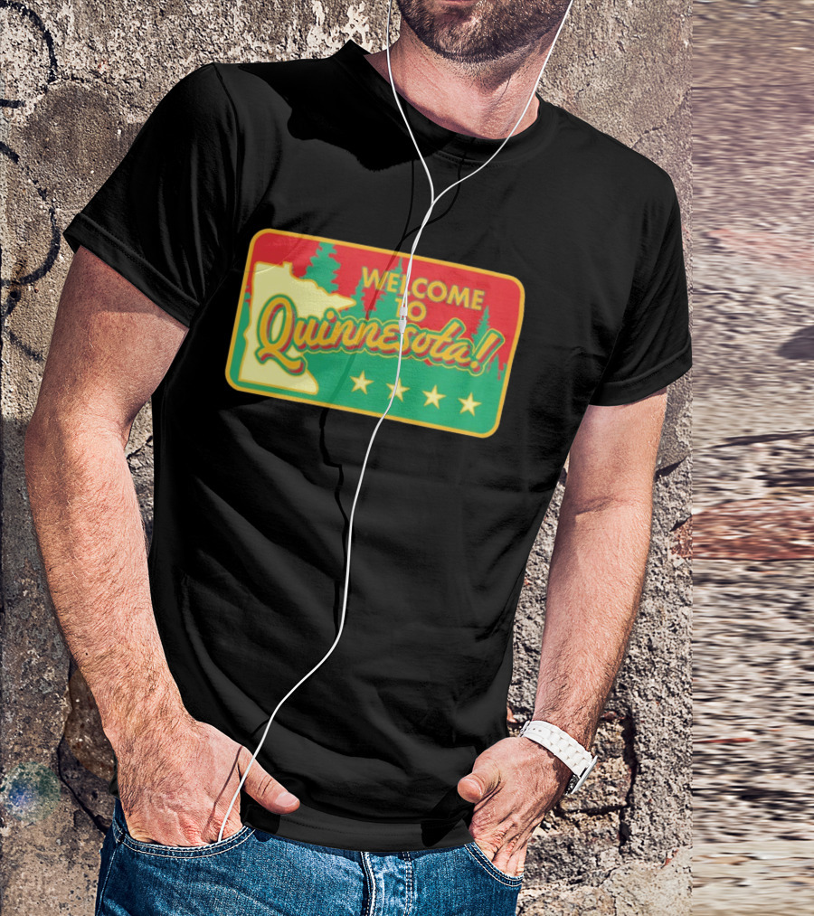 Welcome To Quinnesota State Map Forest Theme With Stars T-Shirt