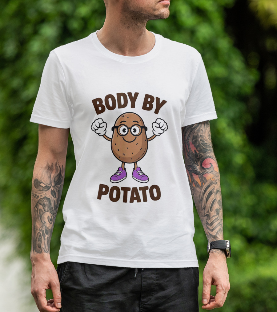 Body By Potato Cartoon Potato With Glasses And Sneakers T-Shirt