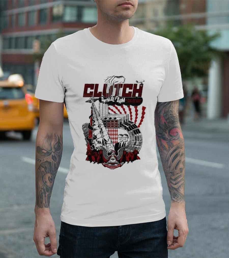 CLUTCH Animal Farm Orwellian Imagery With Windmill And Pig Revolution T-Shirt