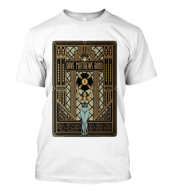 Dave Matthews Band 2026 Fall Tour Art Deco Concert Dates And Cities T-Shirt