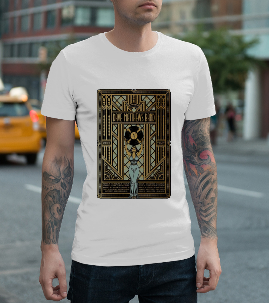 Dave Matthews Band 2026 Fall Tour Art Deco Concert Dates And Cities T-Shirt