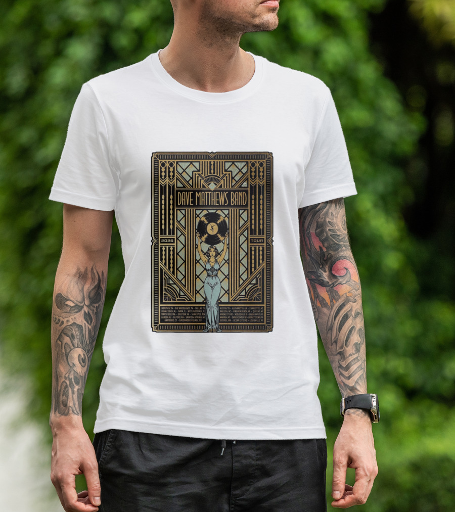 Dave Matthews Band 2026 Fall Tour Art Deco Concert Dates And Cities T-Shirt