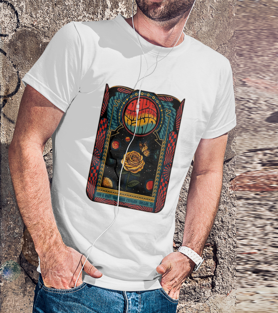 Dave Matthews Band May 9 2026 Dos Equis Pavilion Dallas TX Retro Psychedelic Butterfly Rose Planet T-Shirt
