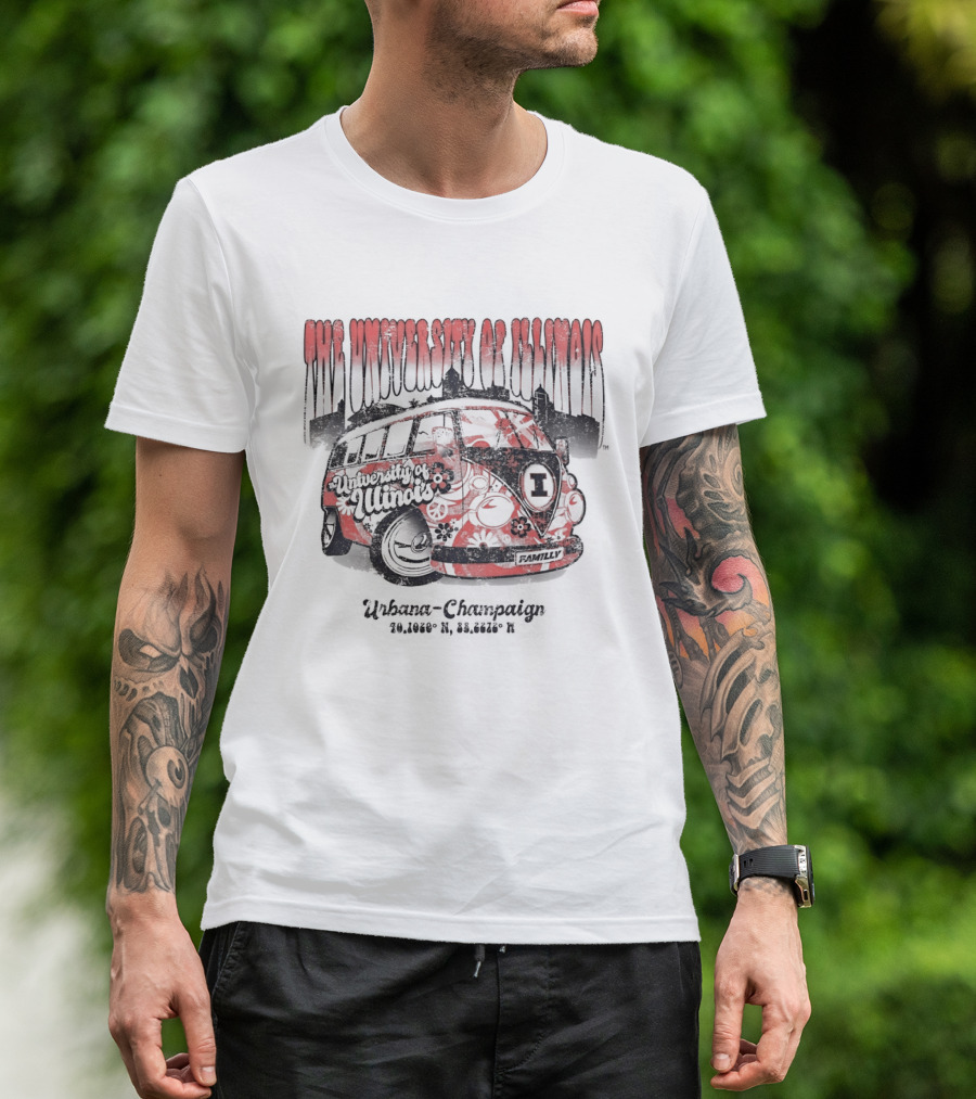 The University Of Illinois Urbana Champaign Fighting Illini Retro Bus T-Shirt