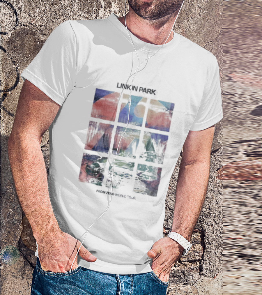 Linkin Park Fz World Tour Australia 2026 Colorful Abstract Squares T-Shirt