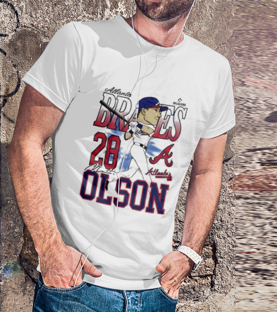 Atlanta Braves 28 Olson Caricature T-Shirt