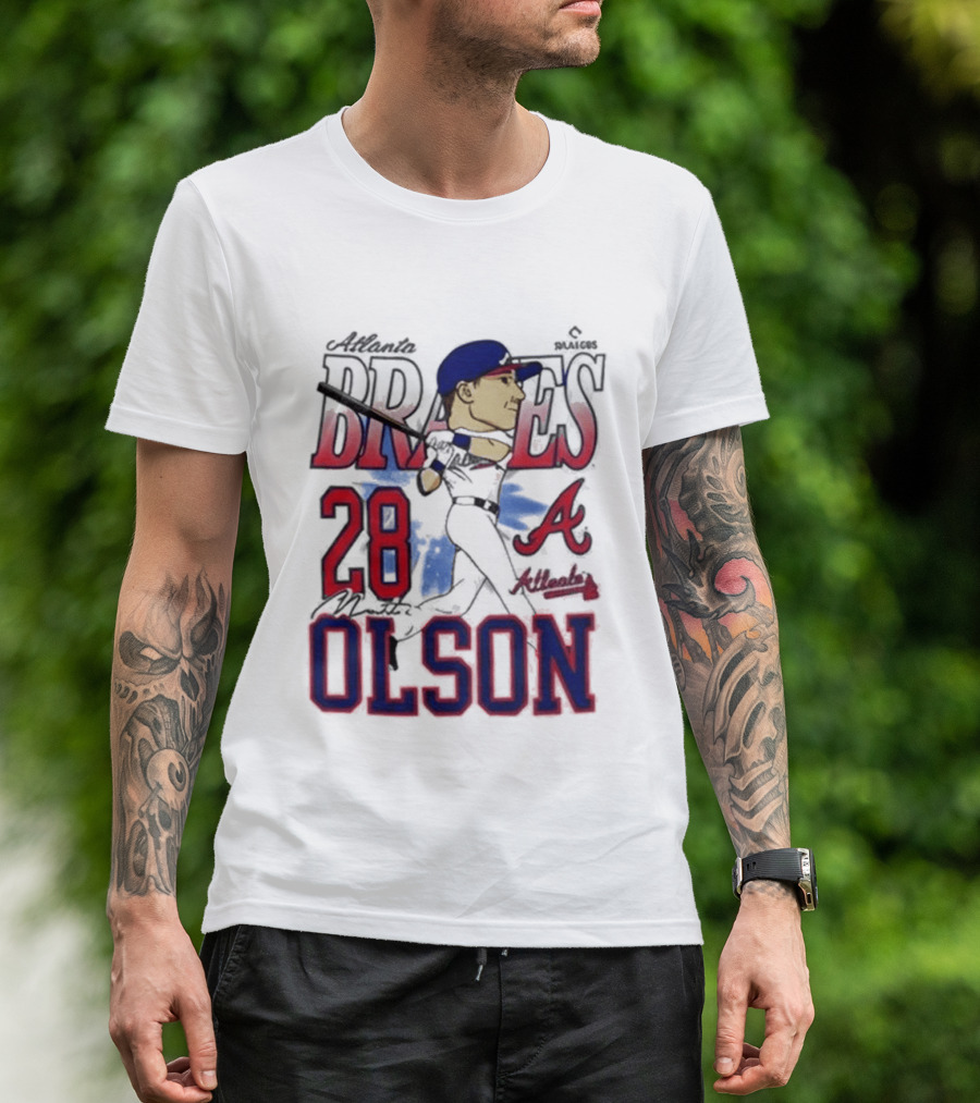 Atlanta Braves 28 Olson Caricature T-Shirt