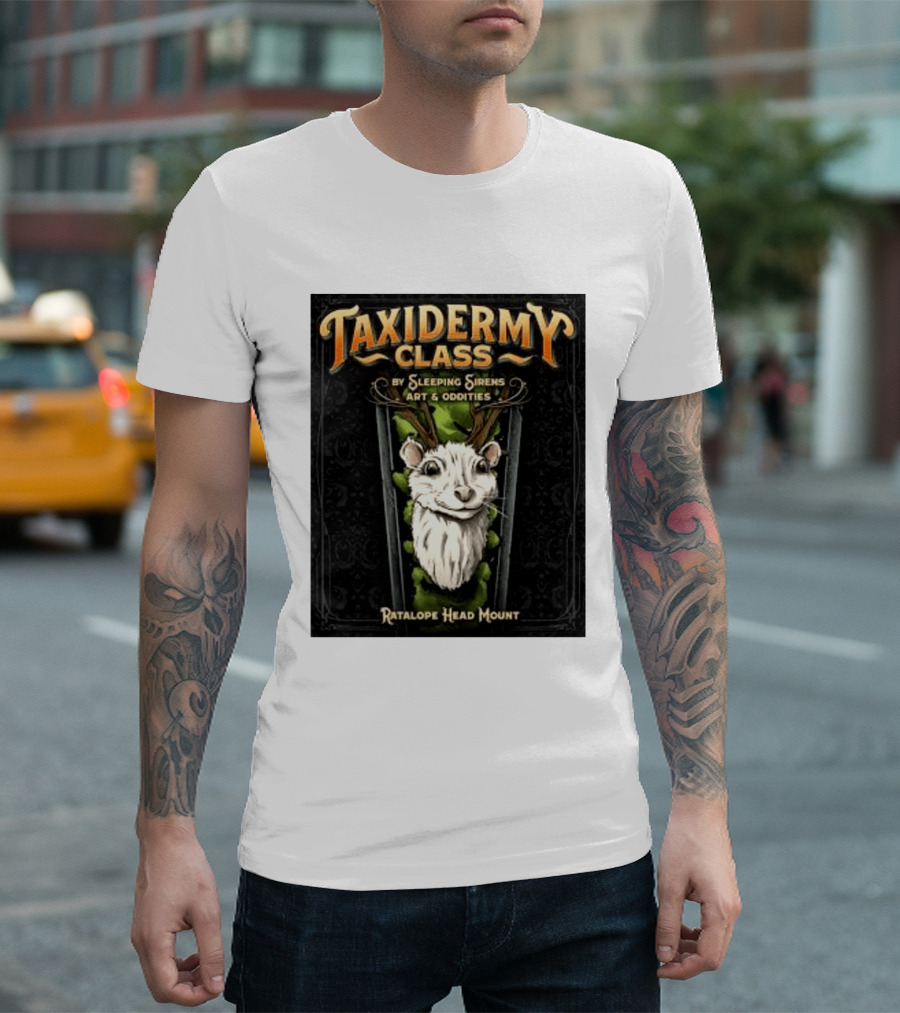 Taxidermy Class Sleeping Sirens Art Oddities Ratalope Head Mount T-Shirt