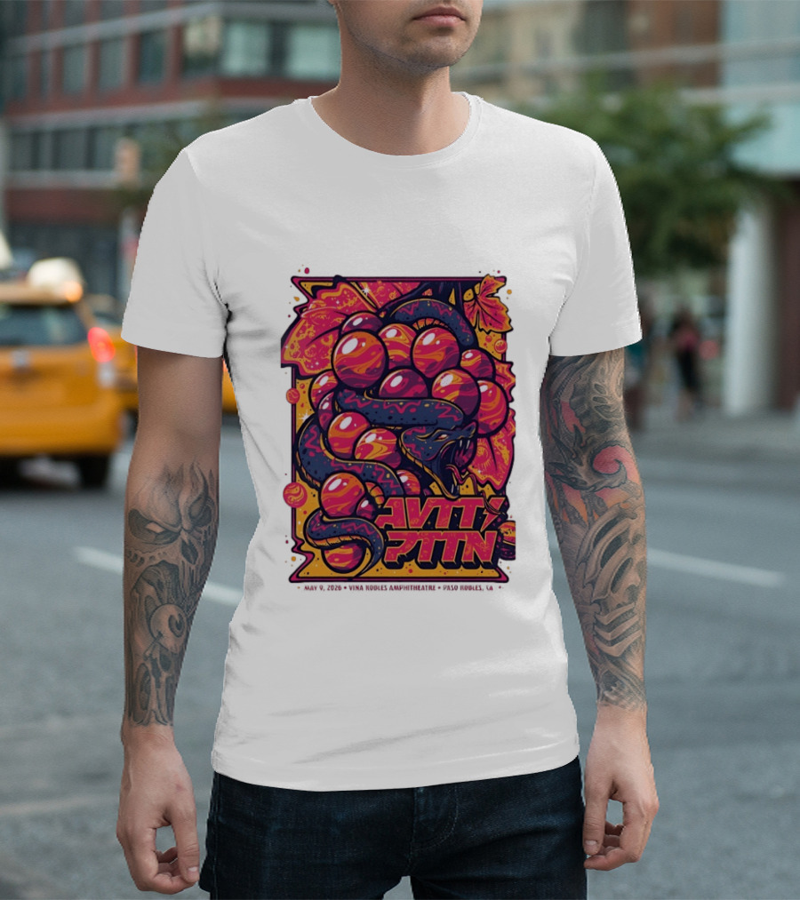 Avett Brothers Paso Robles CA 2026 May 9 Tour Snake Grapes T-Shirt