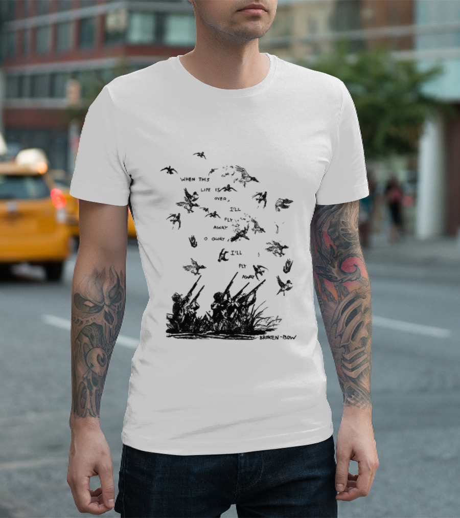 When This Life Is Over I'll Fly Away Glory Bird Silhouette Clouds T-Shirt