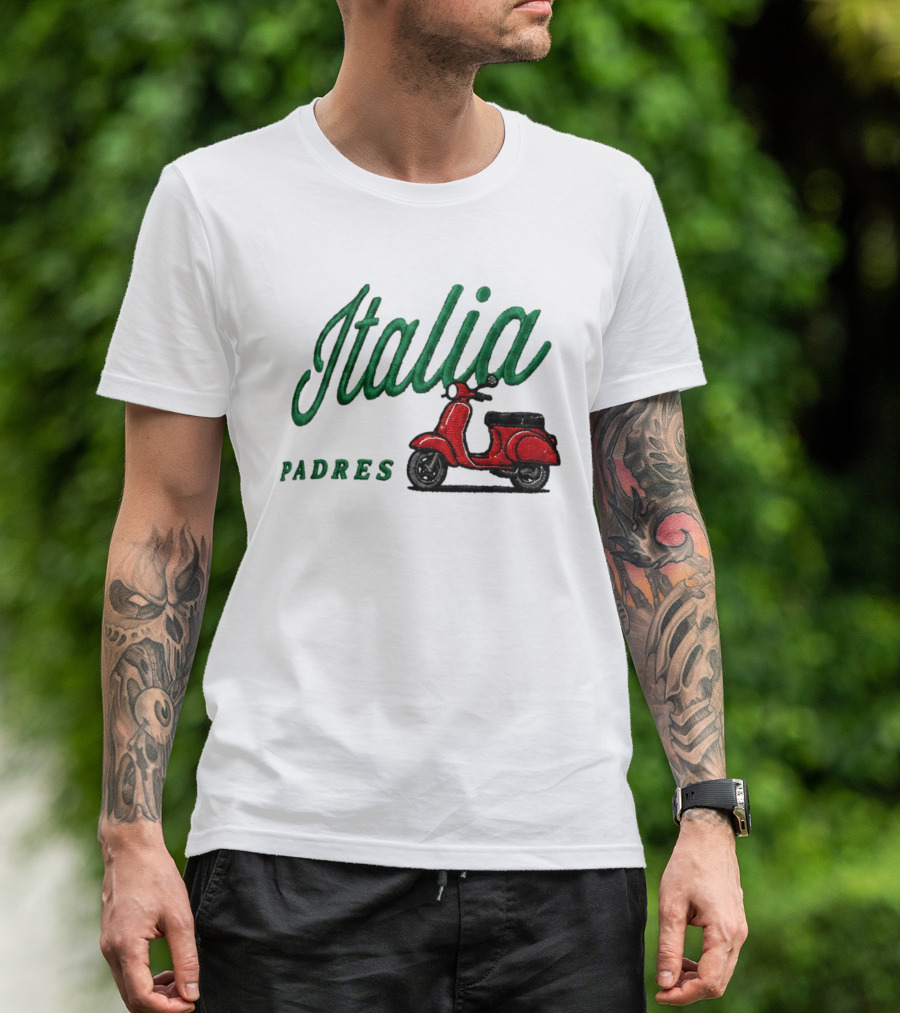 Italia Padres Red Scooter 2026 Italian Heritage Celebration Night Hat T-Shirt