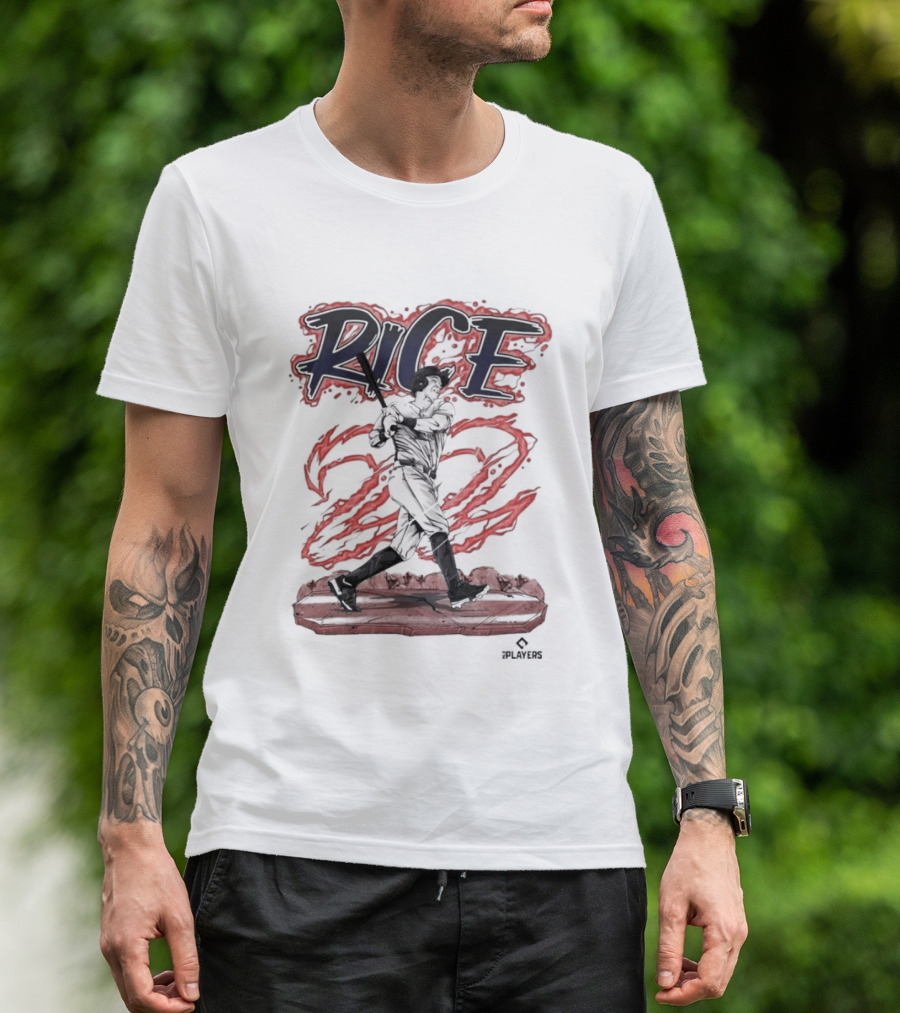 Rice 22 Power Swing Baseball Player Action T-Shirt