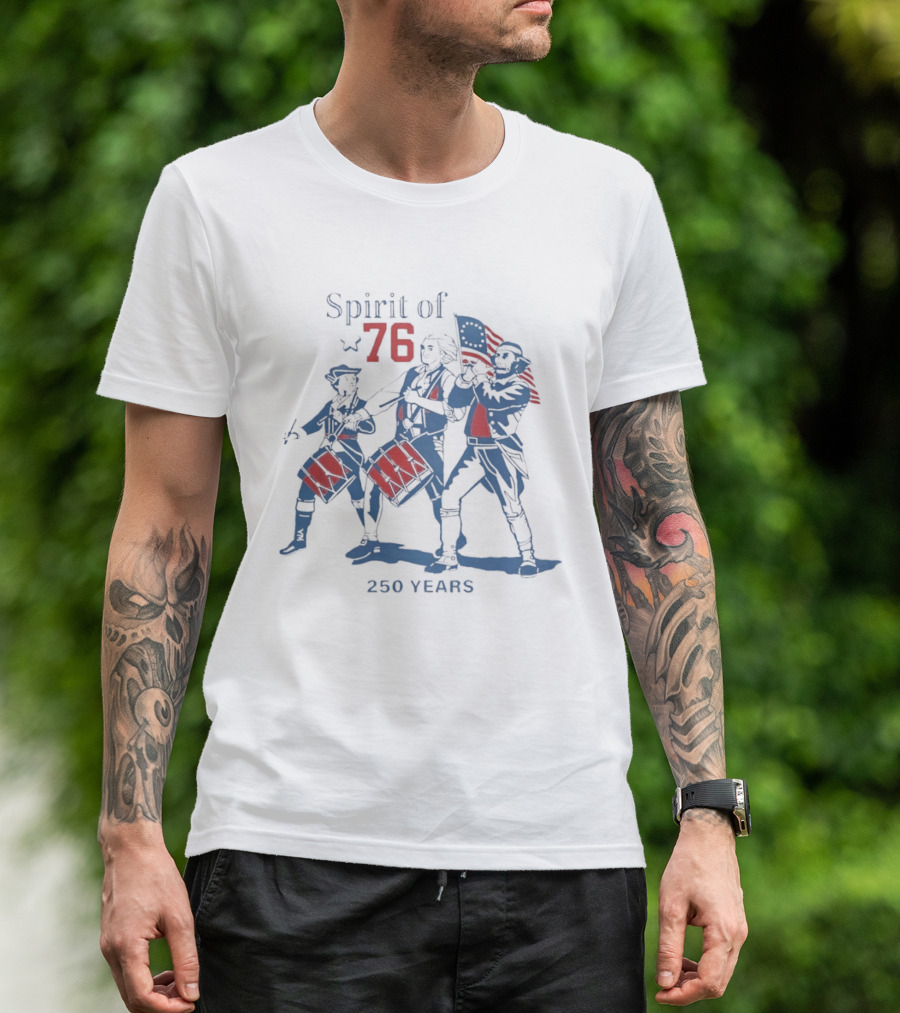 Spirit Of 76 250 Years Patriots American Flag Drummer Trio T-Shirt