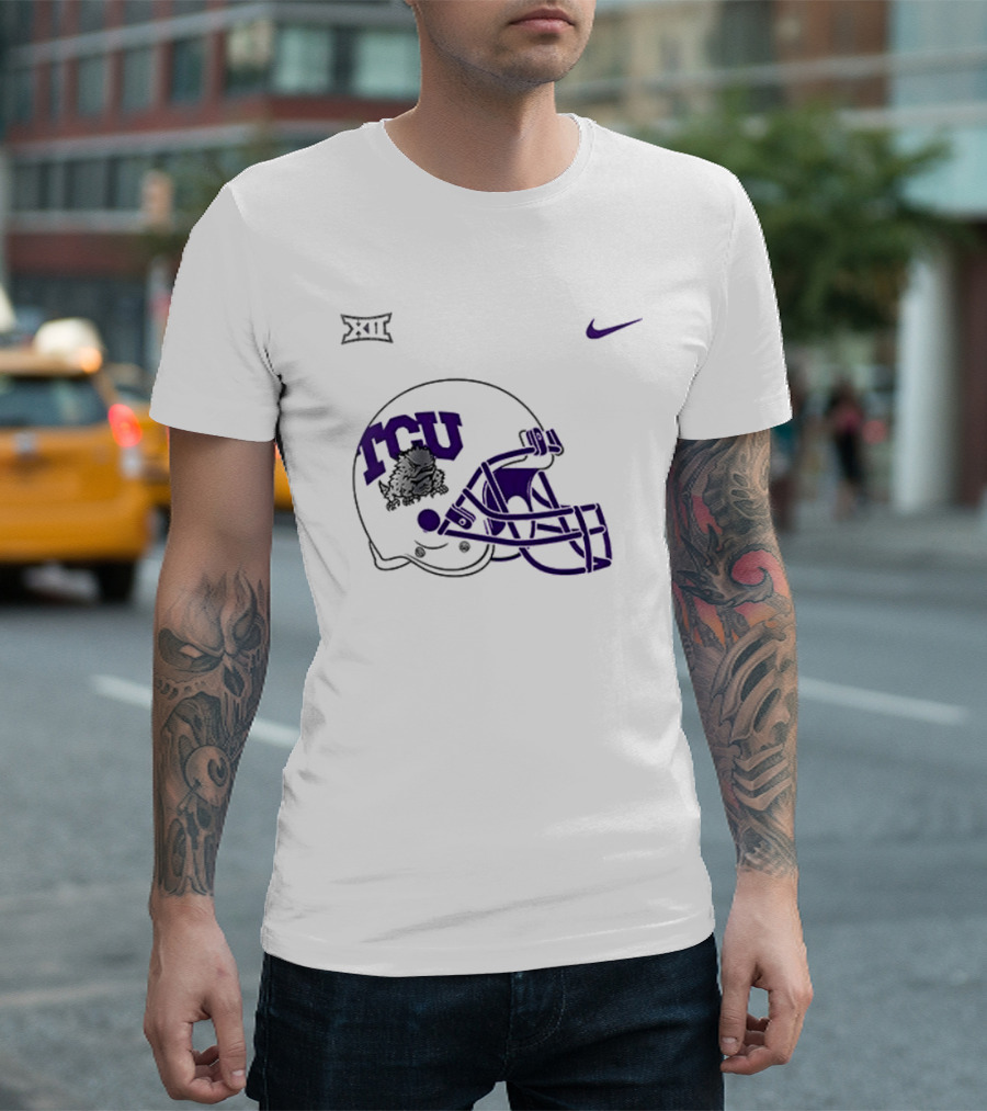 TCU Horned Frogs Football Helmet Nike Big 12 Conference T-Shirt