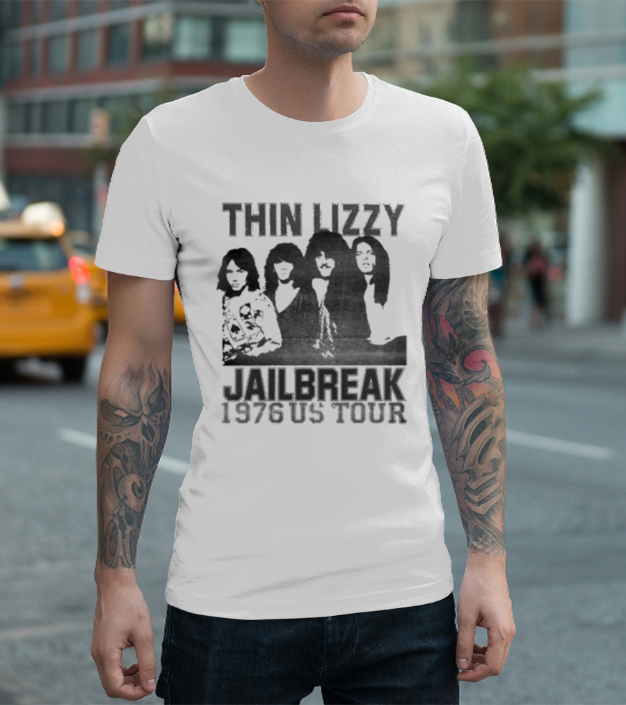 Thin Lizzy Jailbreak 1976 US Tour Classic Rock Band Merch T-Shirt