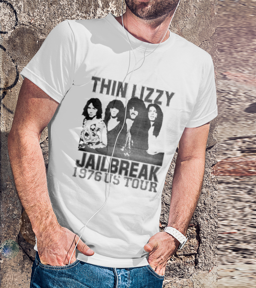 Thin Lizzy Jailbreak 1976 US Tour Classic Rock Band Merch T-Shirt