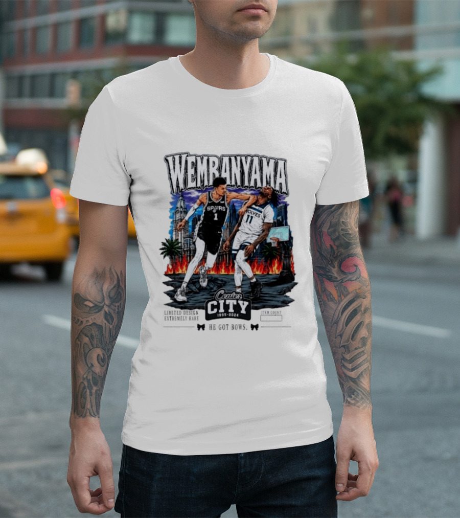 Wembanyama Spurs Center City 1995 2024 Basketball Matchup T-Shirt