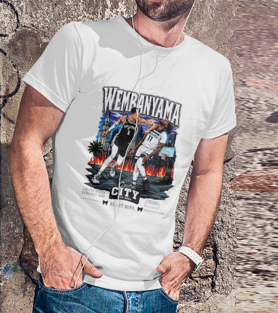 Wembanyama Spurs Center City 1995 2024 Basketball Matchup T-Shirt